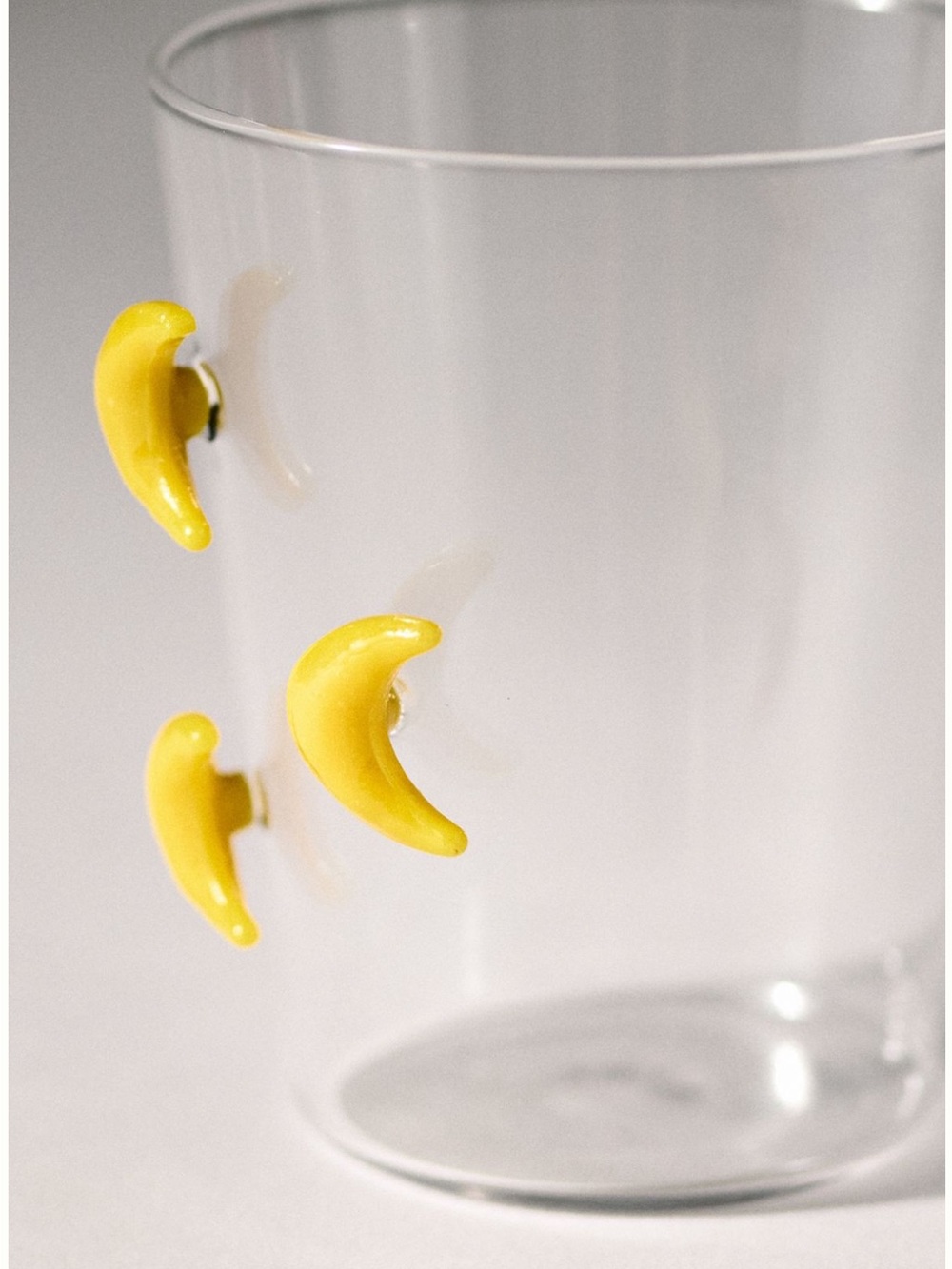 Anthropologie Juice Glass with Yellow Crescent Moon Accents